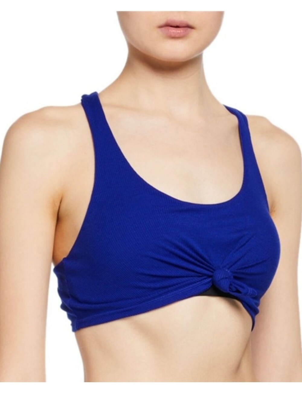 Alo Yoga Ribbed Knot Sports Bra Crop Top Sapphire Blue Small
